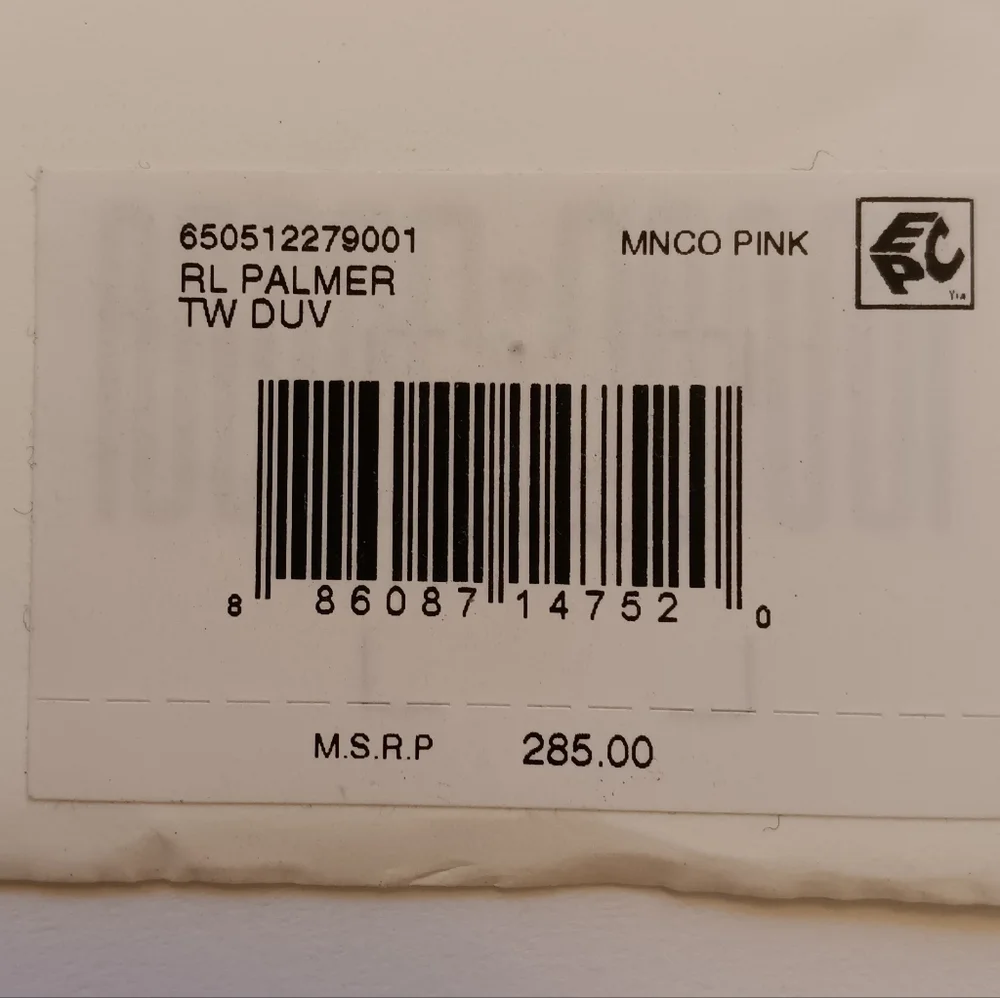 NEW Ralph Lauren TWIN Palmer Percale Duvet Cover White with Pink Trim